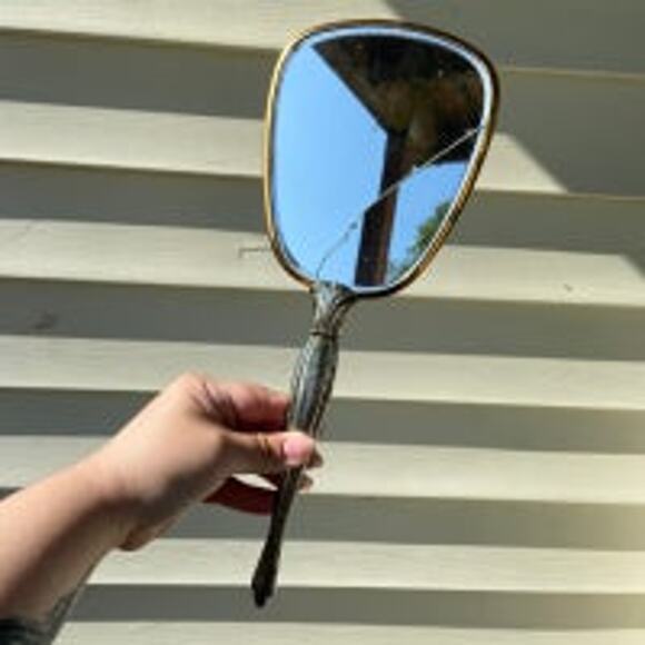 Vintage Silver Coated Floral Hand Mirror - Picture 1 of 5